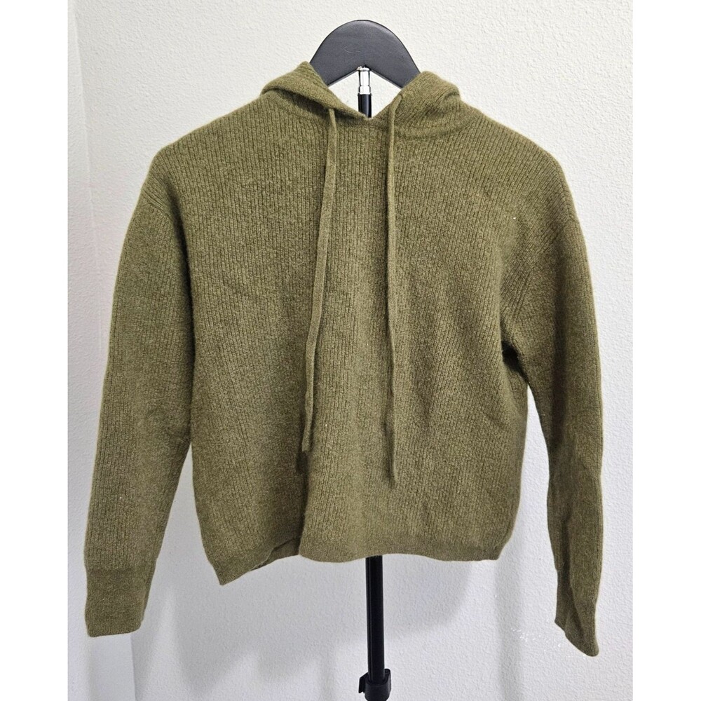 Magaschoni Cashmere Hoodie Womens S Olive Green Pullover Sweater 100% Cashmere‎